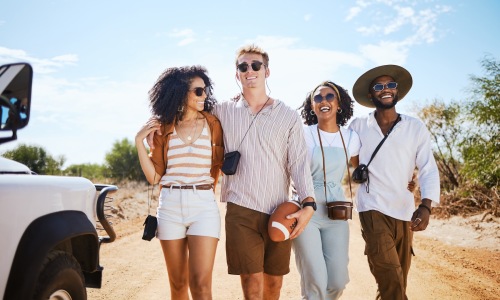 a group of friends walking together
